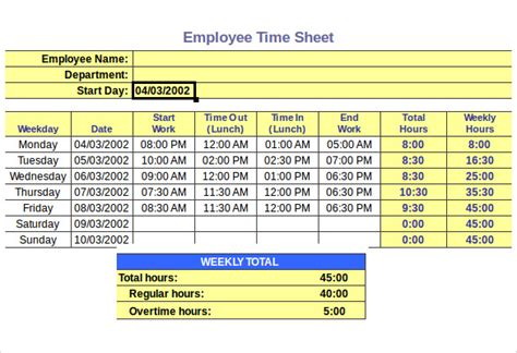 Free 12 Hourly Timesheet Calculators In Excel Pdf