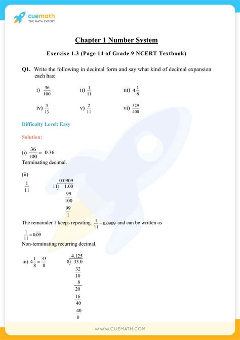 Ncert Solutions Class 9 Maths Chapter 1 Number Systems Access Pdf