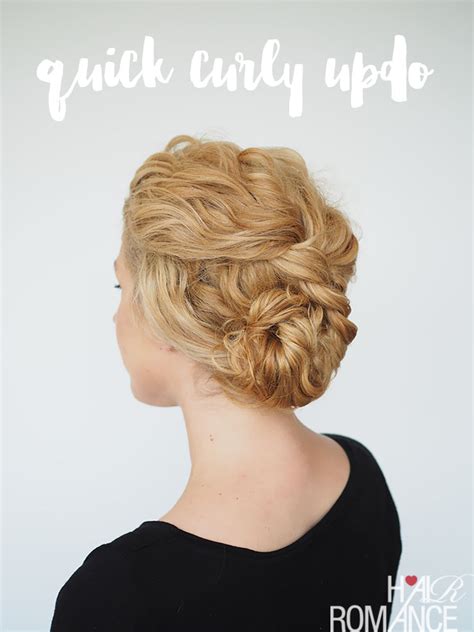 What we love about the half up half down curly hairstyle is that they are feminine, romantic. 2 min updo for curly hair - Hair Romance