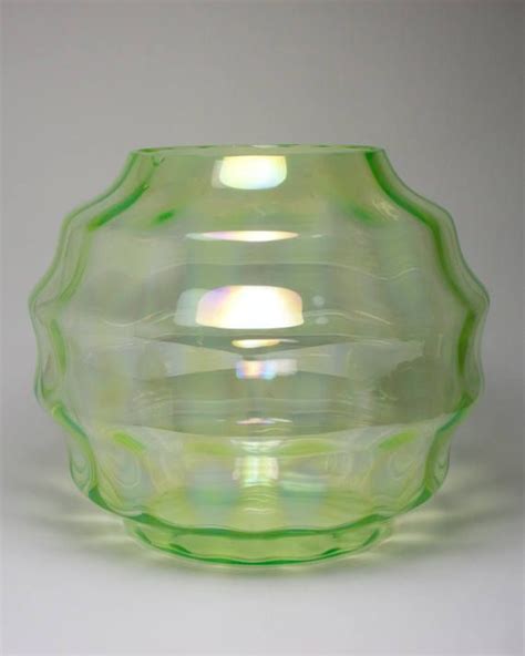 large 1930s art deco dutch art deco uranium glass vase art decor home decor 1930s dutch