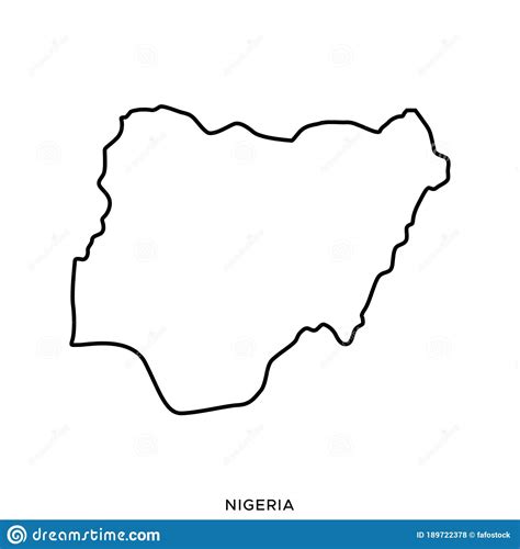 Nigeria Vector Map Isolated On White Background High Detailed Black