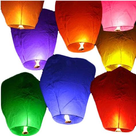 10 Multi Colour Chinese Sky Lanterns Flying Floating Paper Lantern