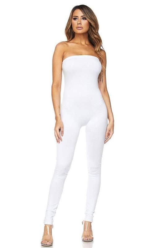 White Strapless Bodycon Jumpsuit