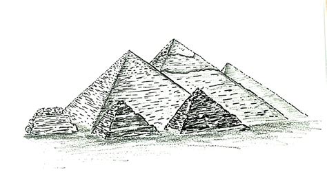 How To Draw The Pyramids Of Giza Youtube