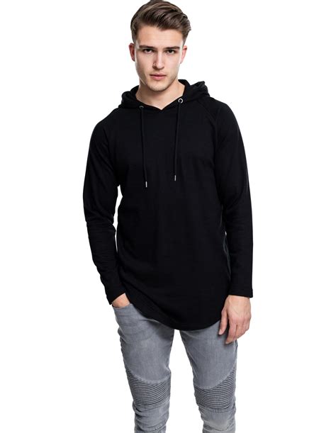 Mens Long Shaped Terry Hoody Black Urban Classics