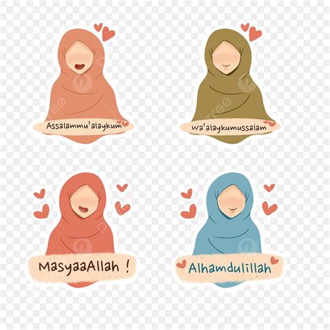 Islamic Greeting White Transparent Muslimah Greeting Islamic Sticker