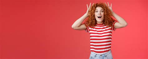 Free Photo Impressed Excited Shocked Young Cute Redhead Curlyhaired