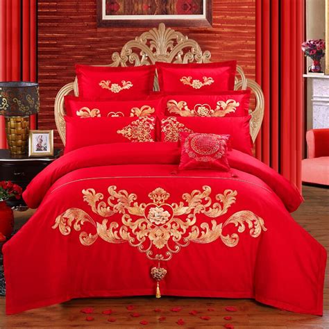 100 Cotton Luxury Royal Wedding Bedding Set Embroidery Duvet Cover Set