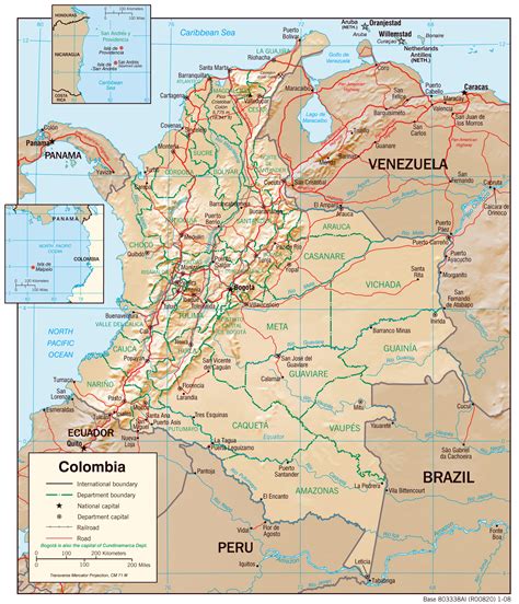 South America Map Colombia Colored Map