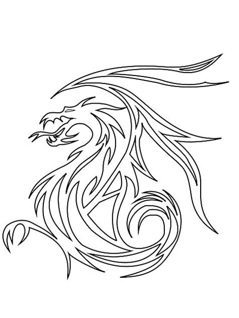 Tribal Dragon Outline By Spikey Dragon Redbubble