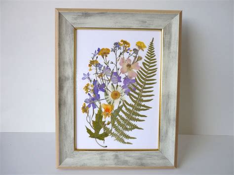 Framed Dried Flowers Dried Flowers Art Pressed Flowers Art T For