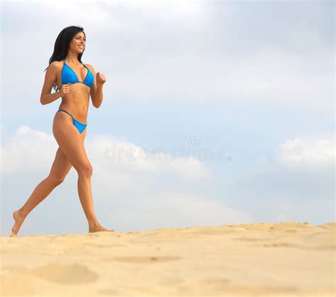Bikini Woman Running On Sand Stock Photo Image Of Active Girl 3146280