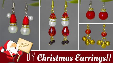 4 Diy Christmas Earrings In Minute How To Make Santa Jingle Bells