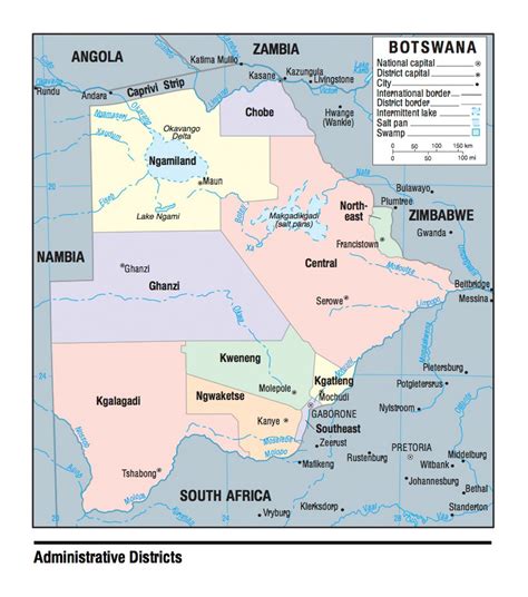 Large Detailed Administrative Divisions Map Of Botswana 1977 Images