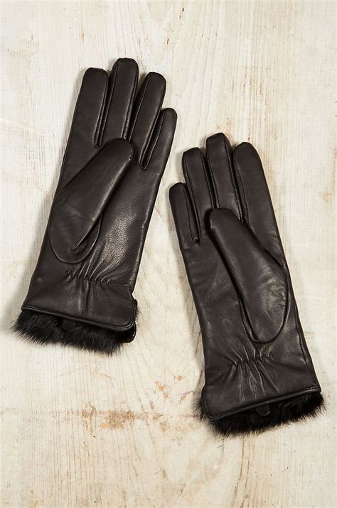 Womens Willow Rabbit Fur Lined Lambskin Leather Gloves Overland