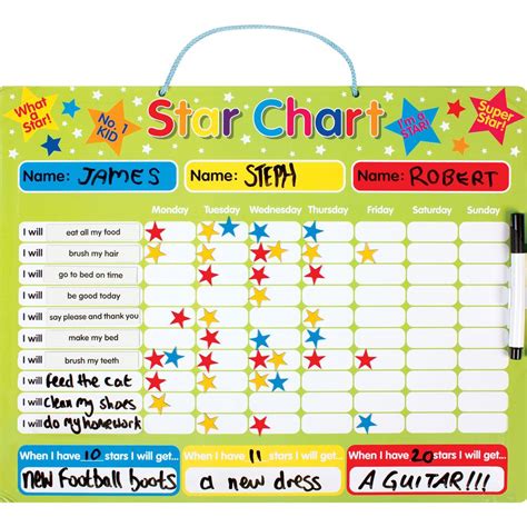 Star Chart Reusable Kids Reward Chart Behaviour Chart Chores Dry Wipe