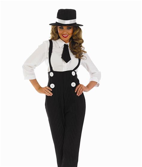 Ladies Lady Gangster Costume For 20s 30s Mob Fancy Dress Adults Womens