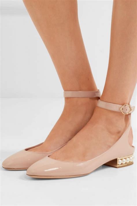 pink womens nicholas kirkwood flat shoes lola embellished patent leather ballet flats pink ⋆