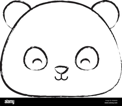 Cute Panda Bear Icon Over White Background Vector Illustration Stock