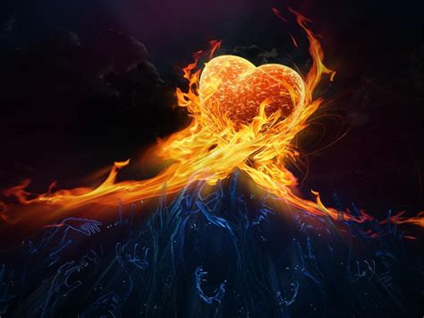 Fantasy Elemental Dark Spirit Heart Living Fire Flame