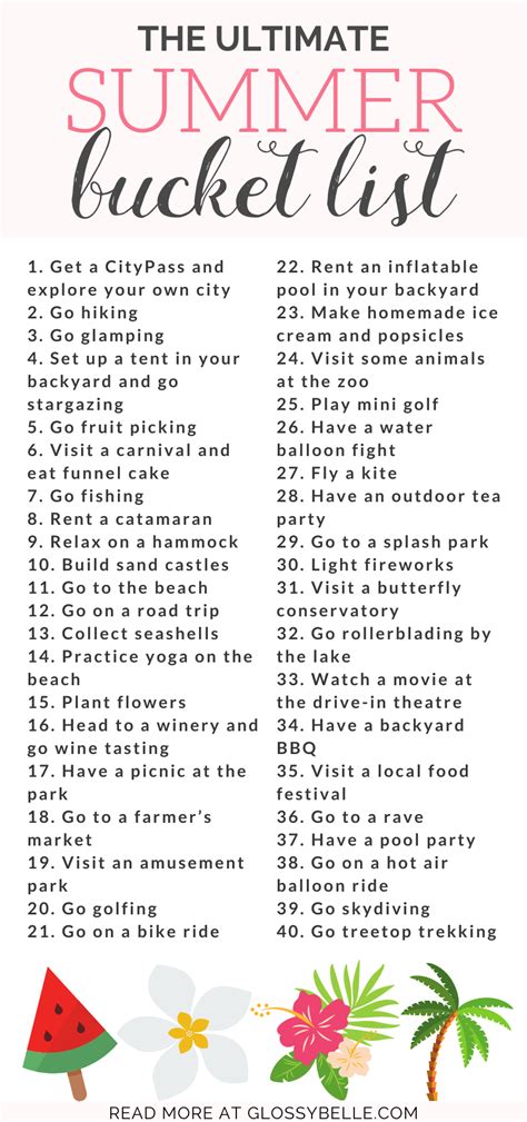 the ultimate summer bucket list 50 fun summer activities for adults glossy belle