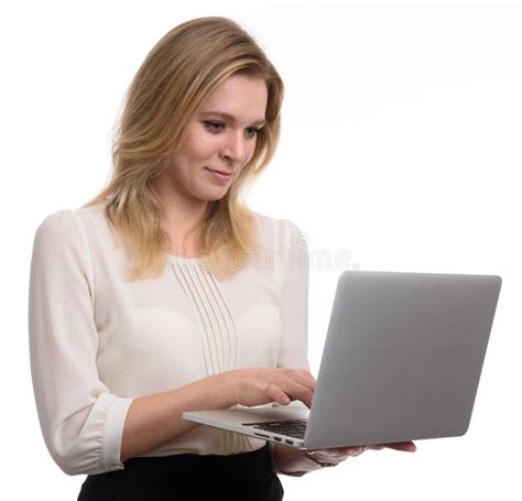 Pretty Girl Using Laptop Computer Stock Photo Image Of Secretary