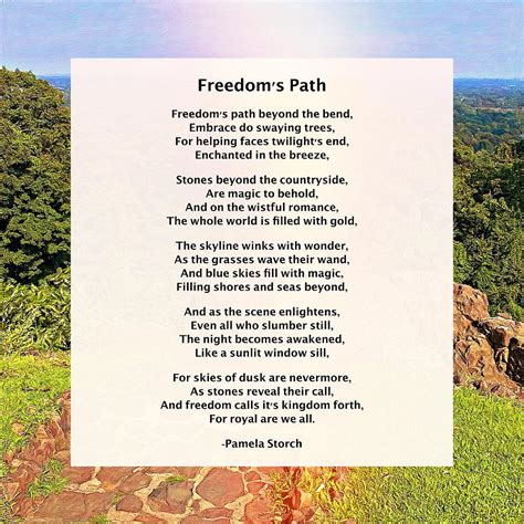 Freedoms Path Poem Digital Art By Pamela Storch Fine Art America