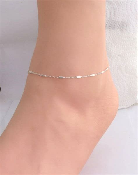 100 Sterling Silver Anklet Dainty Silver Anklet Silver Etsy Silver