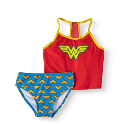 Dc Comics Wonder Women 2 Piece Swimsuit Girl Size 56 6x Ebay