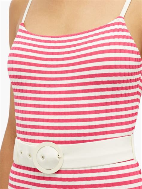Buy Solid And Striped The Nina Belted Striped Swimsuit Pink Stripe At