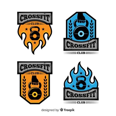 Flat Design Crossfit Logo Collection Vector Free Download