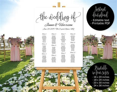 Wedding Seating Chart Template Wedding Seat Plan Printable Wedding