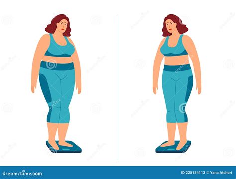 Girl Before And After Losing Weight Stock Vector Illustration Of