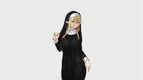 digital art artwork anime girls nuns houtengeki wallpaper resolution 2560x1440 id 561164