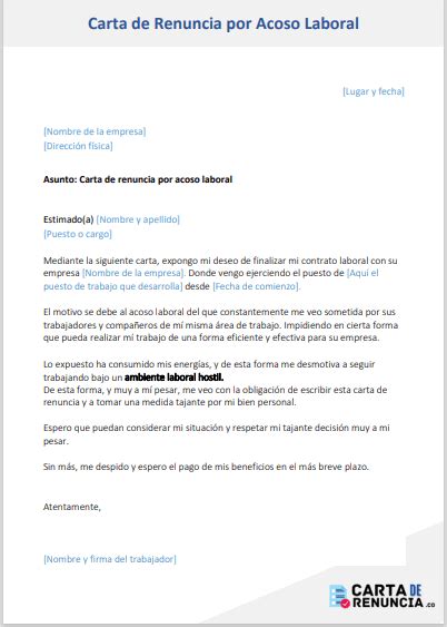 Modelo Carta De Renuncia Por Acoso Laboral Colombia Modelo De Informe Sexiezpix Web Porn