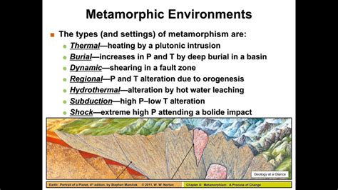 Physical Geology Metamorphic Rocks Metamorphic Environments Youtube