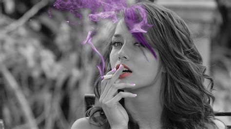 Wallpaper Model Smoke Lipstick Fashion Hair Emotion