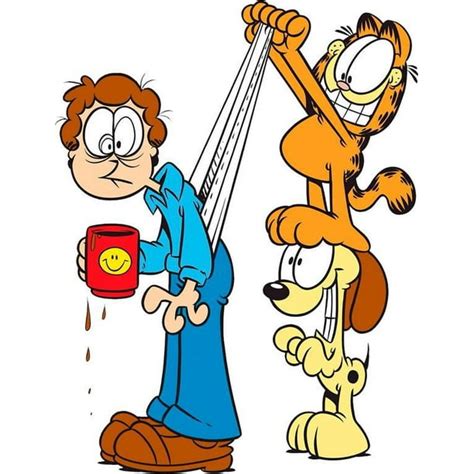 Garfield The Cat Odie And Jon Arbuckle Cartoon Character Wall Art