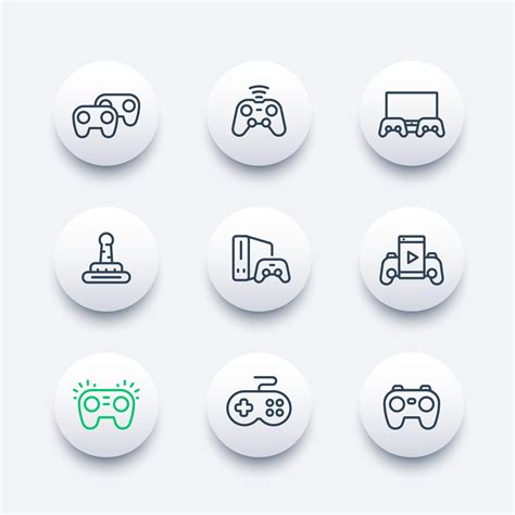 Gamepads Icons Set In Line Style Console Video Gaming Game