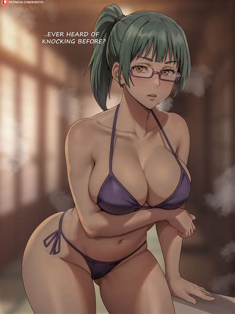 Shexyo Zen In Maki Jujutsu Kaisen Commentary Highres 1girl Arm Under Breasts Bikini