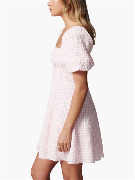 Forever New Veronica Gingham Puff Sleeve Dress Pink
