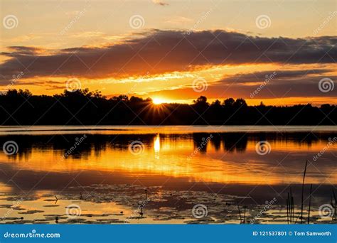 Sunrise Over A Calm Island Lake Stock Image Image Of Peaks Island