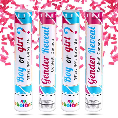 Buy Pink Gender Reveal Confetti Cannon Popper 4 Pack 12 Inch