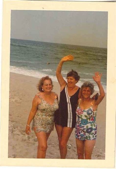vintage photograph three older women wearing bathing suits on the beach pauline vintage summer