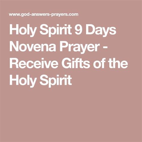 Novena Prayer To The Holy Spirit