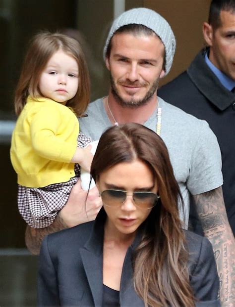 David Beckham With Harper Seven And Victoria After Celebrating His 38th