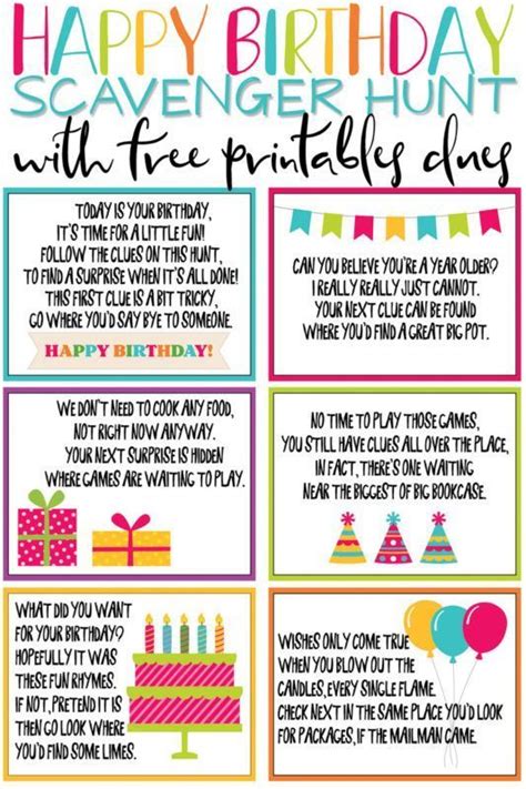 Choose your difficulty and come to guess. A Super Fun Birthday Scavenger Hunt | Birthday party games ...