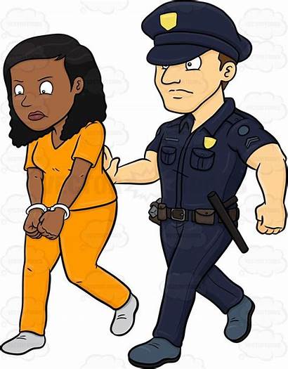 Clipart Crime Prisoner Prison Policeman Female Cartoon