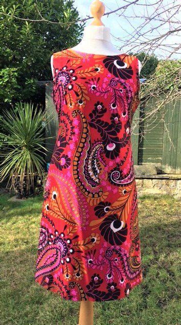 1970 s psychedelic dress uk 12 14 us 8 10 boho pucci style print evening party dress vintage