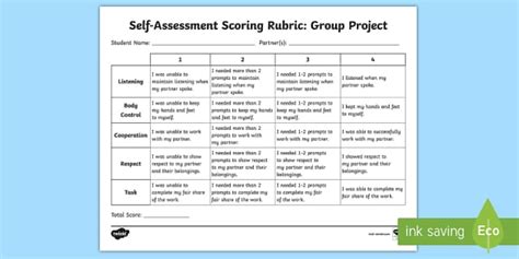 Group Project Self Assessment Rubric Teacher Made Twinkl